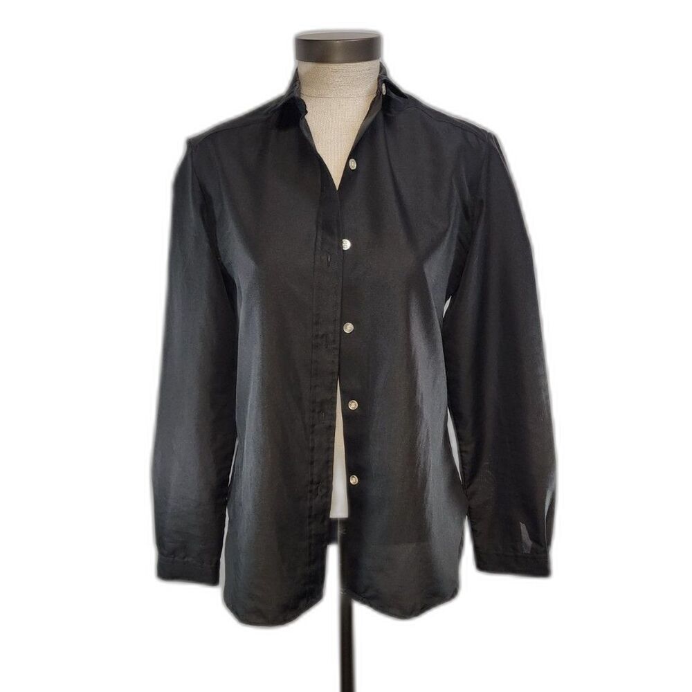 Vintage 70's or 80's Fay's Closet Sheer Black Button Up Blouse Size 9/10